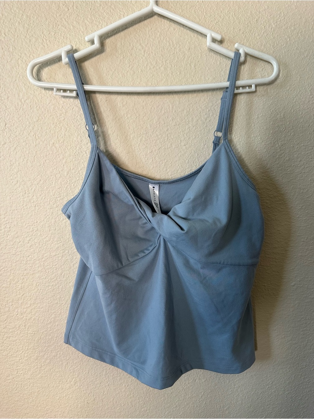 Athleta women's Light Blue Twist-Front Tank Top size L/ NWOT 1219